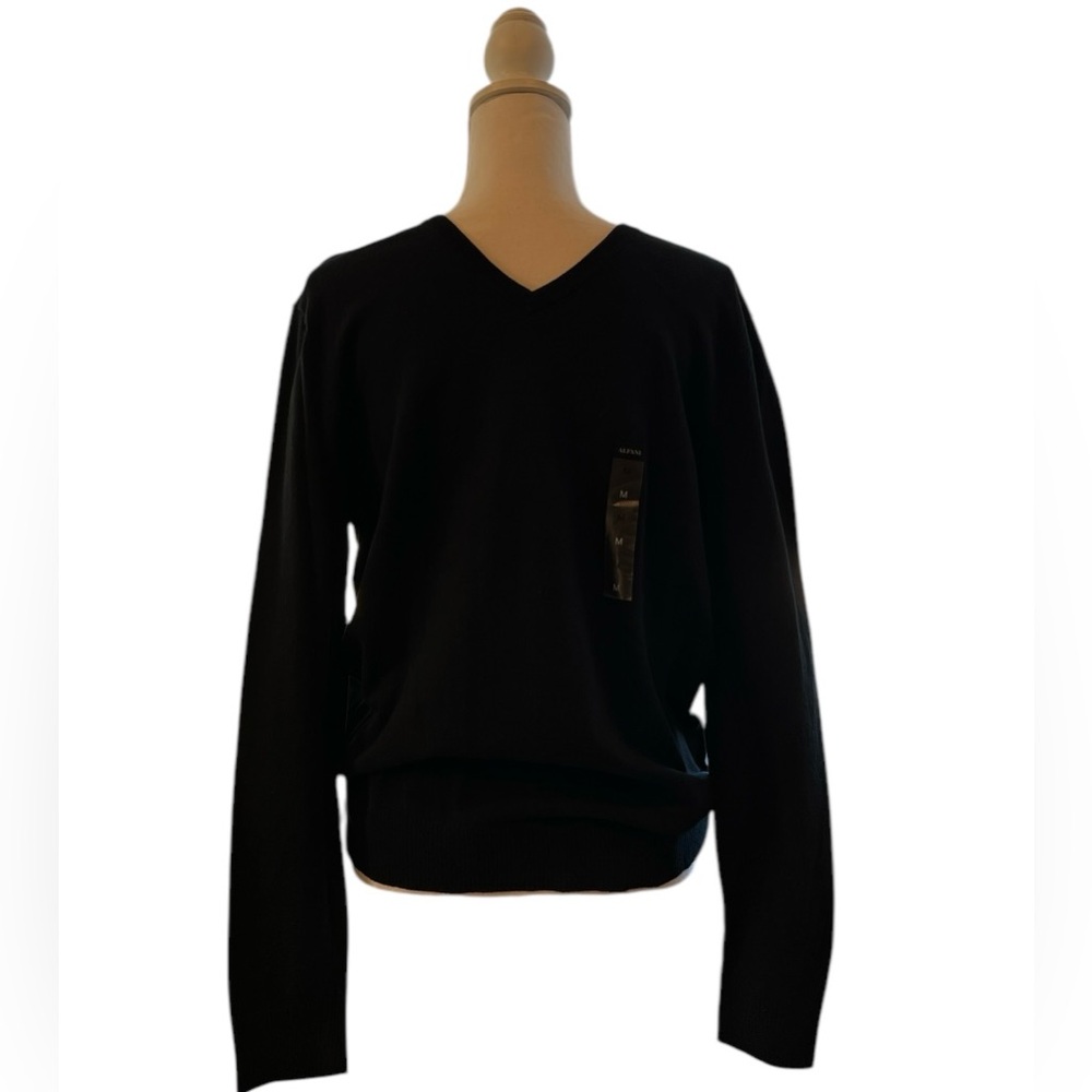 Alfani Black V-Neck Sweater Timeless Elegance